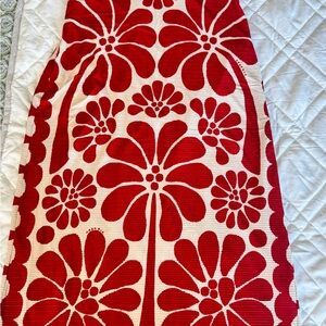 FARM Rio Red and White Floral Midi Dress